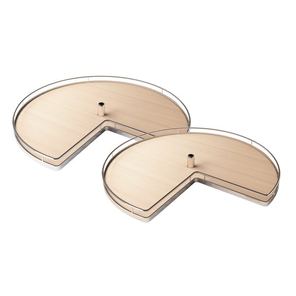 Kessebohmer Lazy Susan Kidney 32D Shelves Only Chrome/Maple ORDER POST SEPARATELY, 2PK 2501200005